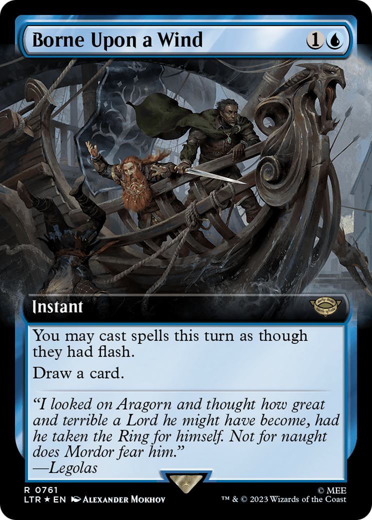 Borne Upon a Wind (Surge Foil) (LTR-761) [The Lord of the Rings: Tales of Middle-earth] (Extended Art) Foil MTG Single Wizards of the Coast