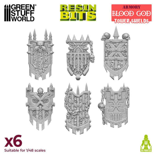 Green Stuff World: 3D printed set - Chaos Chosen Tower Shields Model Tools & Glue Green Stuff World
