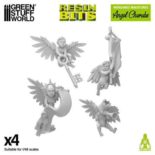 Green Stuff World: 3D Printed Set - Angel Cherubs 1:48 Model Tools & Glue Green Stuff World