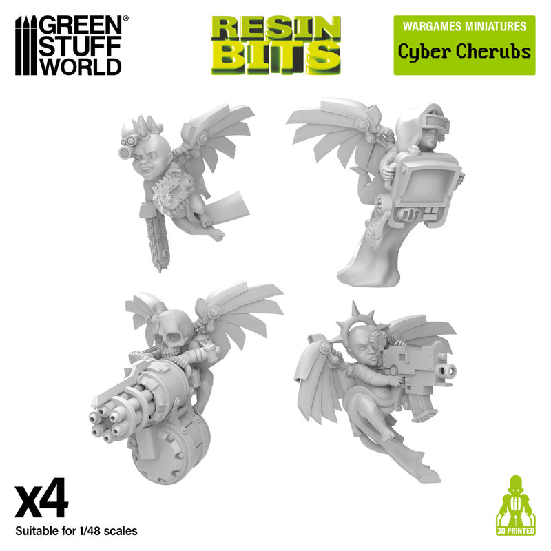 Green Stuff World: 3D Printed Set - Cyber Cherubs Servitors 1:48 Model Tools & Glue Green Stuff World