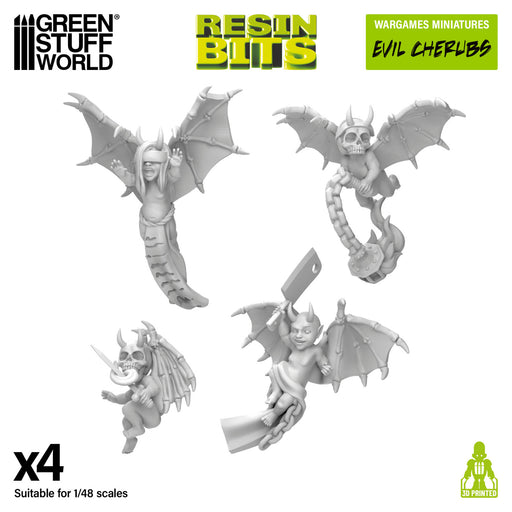 Green Stuff World: 3D Printed Set - Evil Cherubs 1:48 Model Tools & Glue Green Stuff World