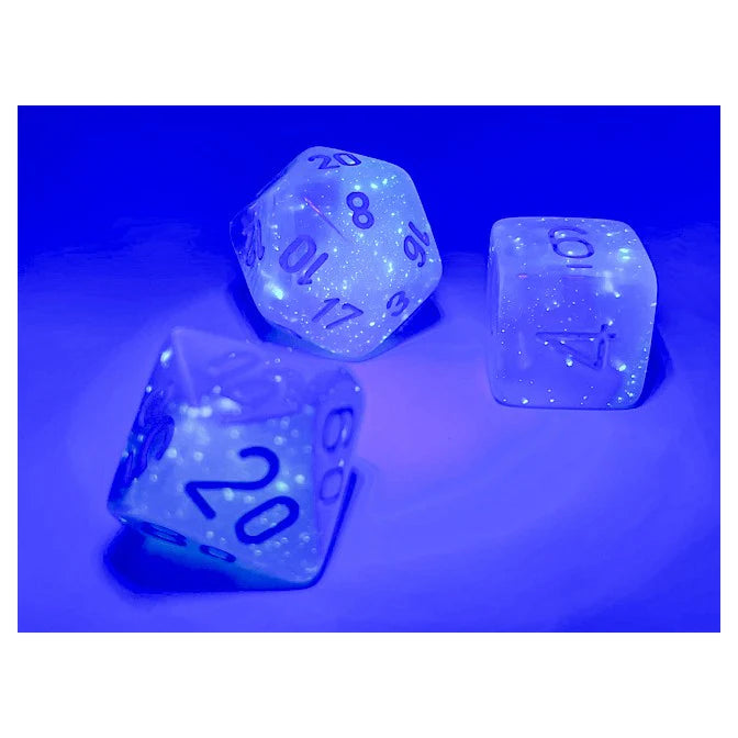 Chessex: 7-Die Set Luminary Gemini - Pearl Turquoise-White/Blue Dice & Gaming Accessories Chessex