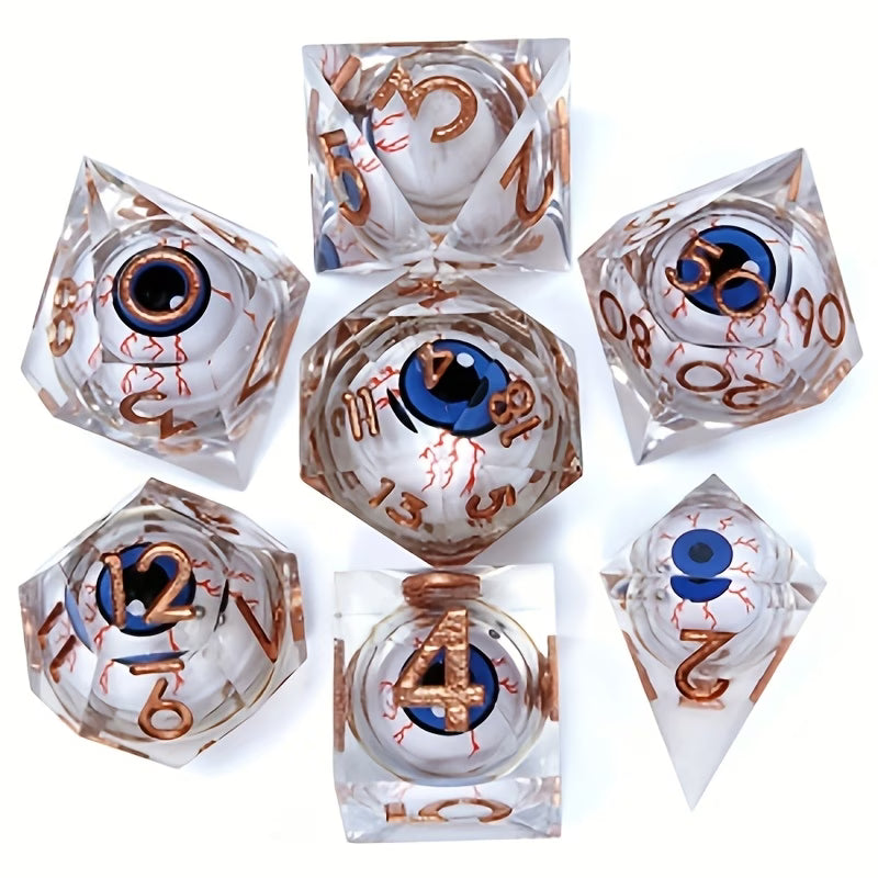 Seriously Good Dice: Sharp-Edged Resin 7 Die Set "Floating Eye" Dice & Gaming Accessories Taps Imports