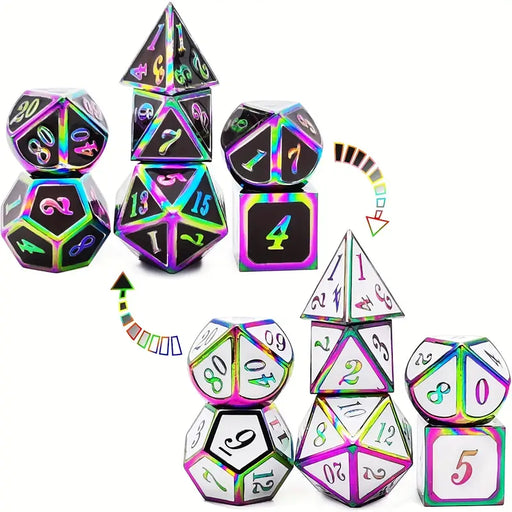 Seriously Good Dice: Colour Changing Metal 7 Die Set Black to White Dice & Gaming Accessories Taps Imports