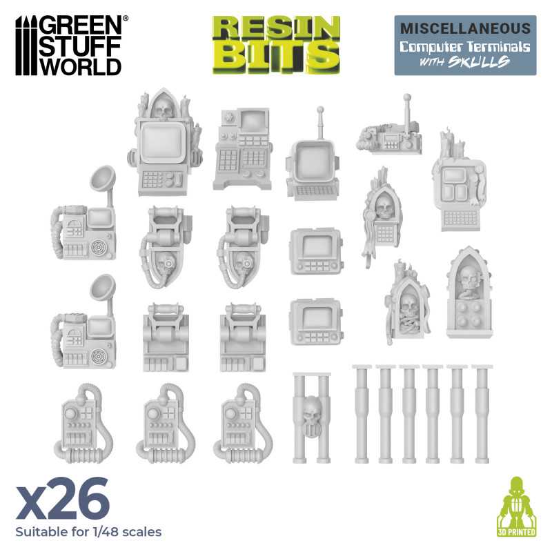 Green Stuff World: 3D printed set - Computer Terminals with Skulls Model Tools & Glue Green Stuff World