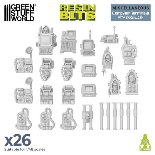Green Stuff World: 3D printed set - Computer Terminals with Skulls Model Tools & Glue Green Stuff World