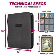 Evoretro: 9-Pocket Shield+ 3x4" Toploader Binder - Black Binders & Pages Evoretro