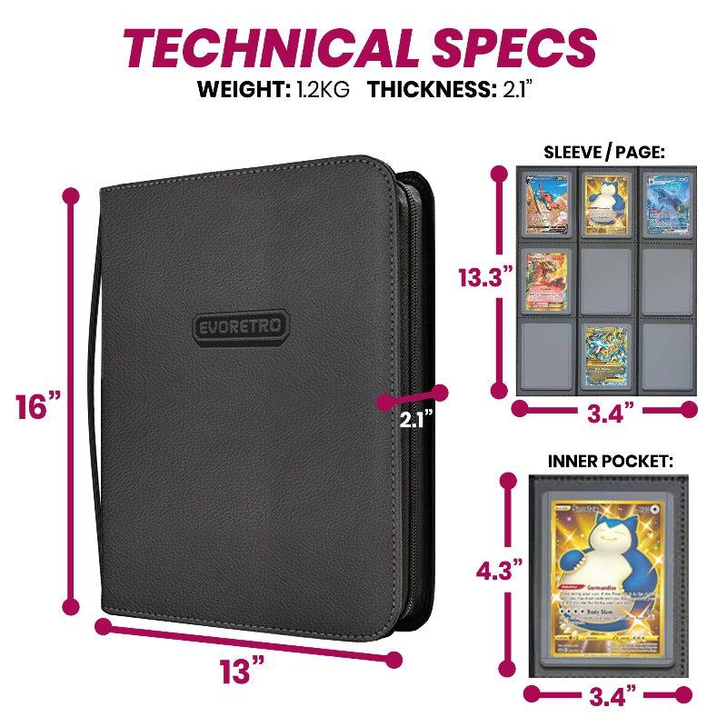 Evoretro: 9-Pocket Shield+ 3x4" Toploader Binder - Black Binders & Pages Evoretro
