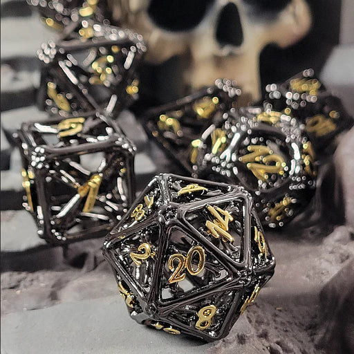 Forged Gaming: Metal 7-Die Set - "Crossbones (Black)" Dice & Gaming Accessories Forged Gaming