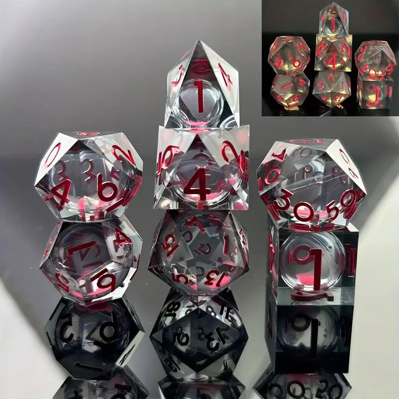 Seriously Good Dice: Luminous Quicksand 7 Die Set "Cyber Crimson" Dice & Gaming Accessories Taps Imports