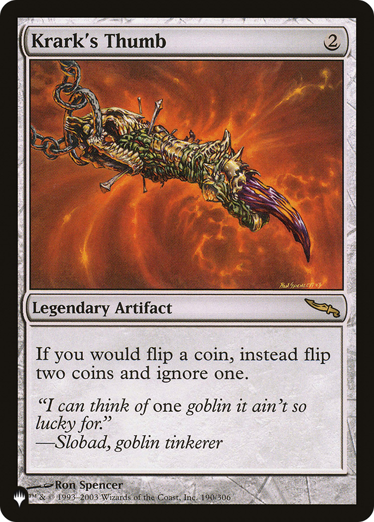 Krark's Thumb (LIST-MRD-190) [Mystery Booster] The List MTG Single Wizards of the Coast