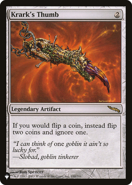 Krark's Thumb (LIST-MRD-190) [Mystery Booster] The List MTG Single Wizards of the Coast