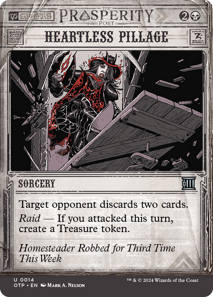 Heartless Pillage (OTP-014) [Breaking News] (Showcase) (Borderless) MTG Single Wizards of the Coast