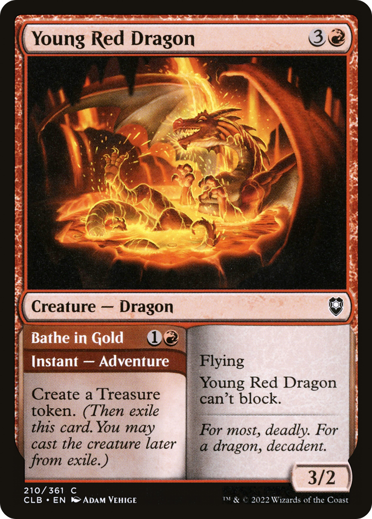 Young Red Dragon // Bathe in Gold (CLB-210) [Commander Legends: Battle for Baldur's Gate] Foil MTG Single Wizards of the Coast