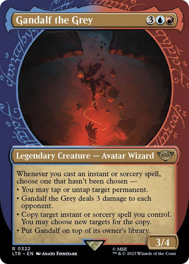 Gandalf the Grey (LTR-322) [The Lord of the Rings: Tales of Middle-earth] (Showcase) (Borderless) MTG Single Wizards of the Coast