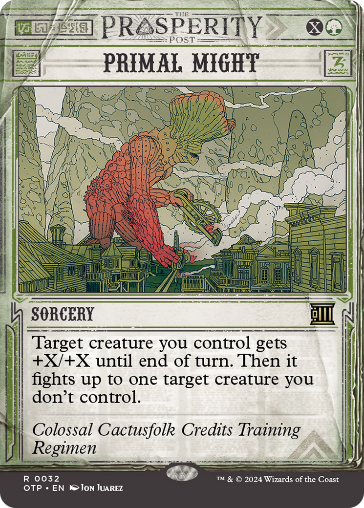 Primal Might (OTP-032) [Breaking News] (Showcase) (Borderless) Foil MTG Single Wizards of the Coast