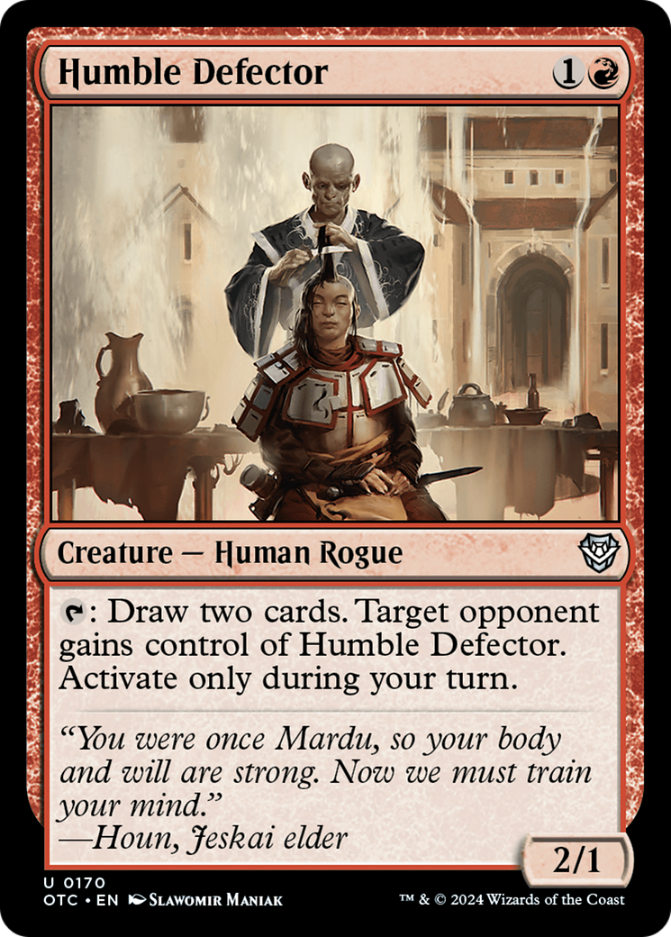 Humble Defector (OTC-170) [Outlaws of Thunder Junction Commander] MTG Single Wizards of the Coast