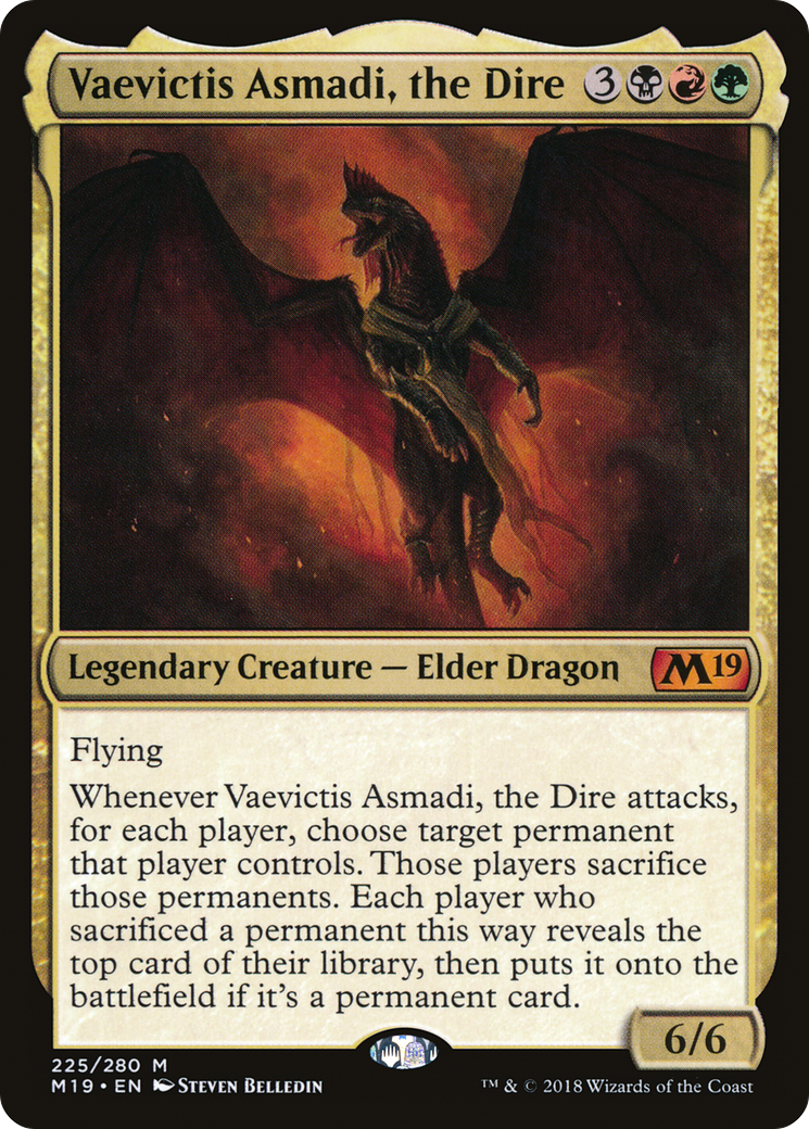 Vaevictis Asmadi, the Dire (M19-225) [Core Set 2019] Foil MTG Single Wizards of the Coast