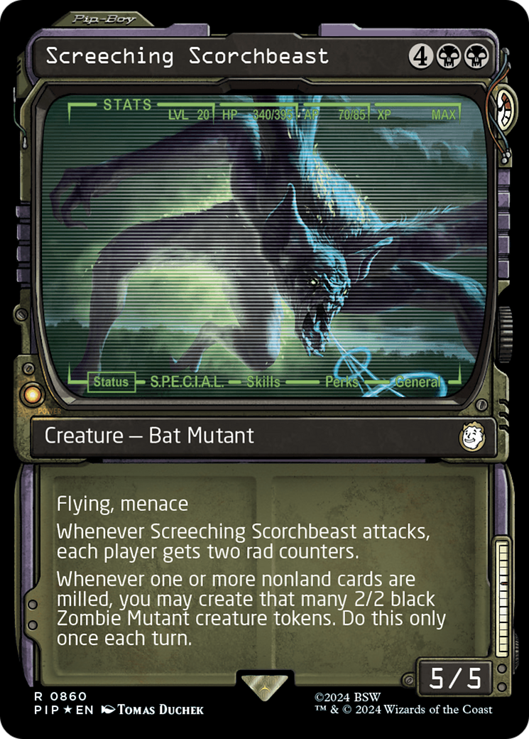 Screeching Scorchbeast (Surge Foil) (PIP-860) [Fallout] (Showcase) Foil MTG Single Wizards of the Coast