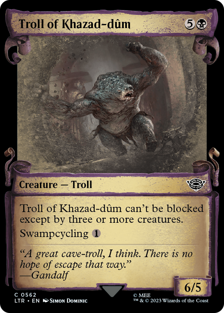Troll of Khazad-dum (Showcase Scrolls) (LTR-562) [The Lord of the Rings: Tales of Middle-earth] (Showcase) MTG Single Wizards of the Coast