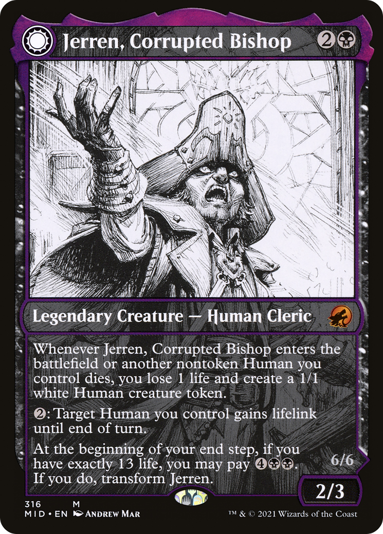 Jerren, Corrupted Bishop (MID-316) [Innistrad: Midnight Hunt] (Showcase) MTG Single Wizards of the Coast