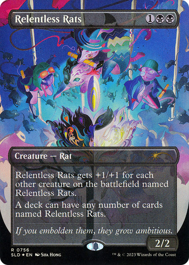 Relentless Rats (SLD-756) [Secret Lair] Drop (Borderless) Foil MTG Single Wizards of the Coast