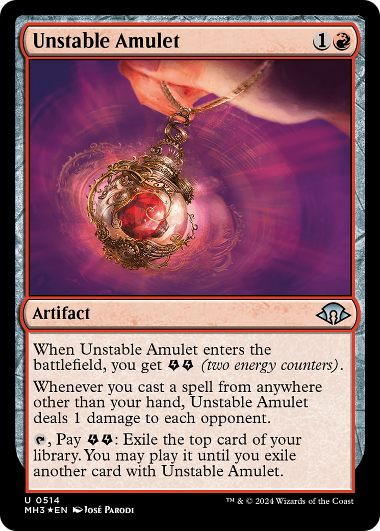 Unstable Amulet (Ripple Foil) (MH3-514) [Modern Horizons 3] Foil MTG Single Wizards of the Coast