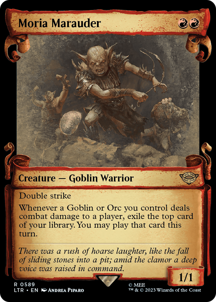 Moria Marauder (Showcase Scrolls) (LTR-589) [The Lord of the Rings: Tales of Middle-earth] (Showcase) Foil MTG Single Wizards of the Coast