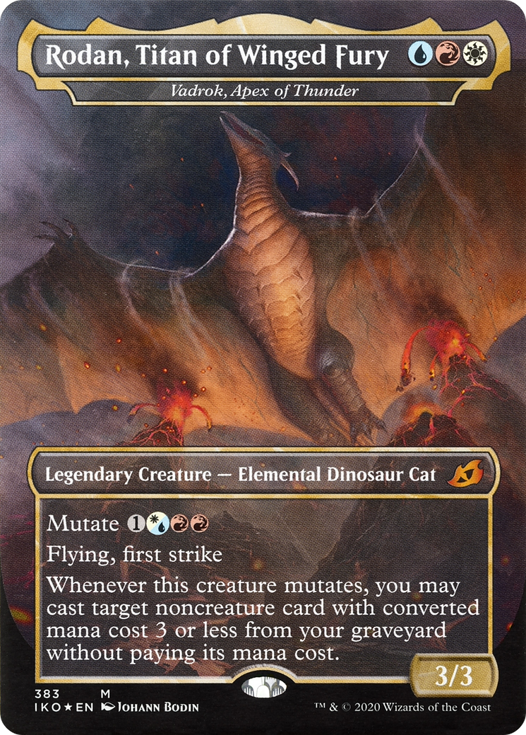 Rodan, Titan of Winged Fury - Vadrok, Apex of Thunder (IKO-383) [Ikoria: Lair of Behemoths] (Borderless) Foil MTG Single Wizards of the Coast