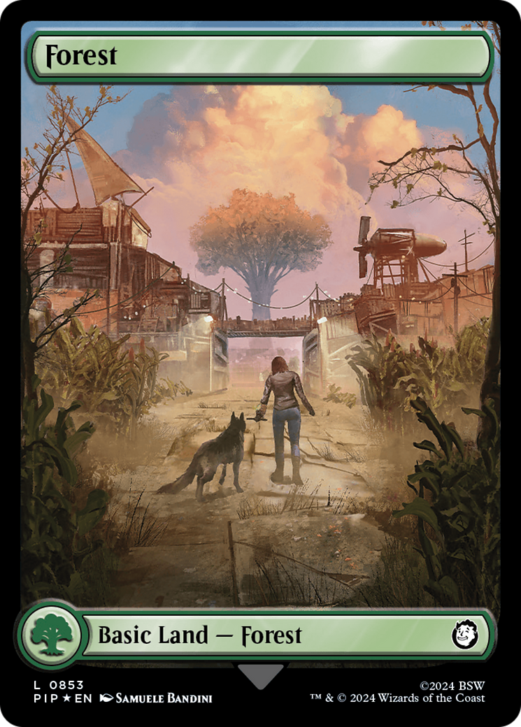 Forest (0853) (Surge Foil) (PIP-853) [Fallout] Foil MTG Single Wizards of the Coast
