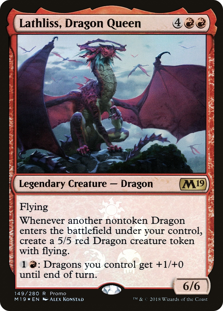 Lathliss, Dragon Queen (MEDIA-149) [Core Set 2019 Promos] Foil MTG Single Wizards of the Coast