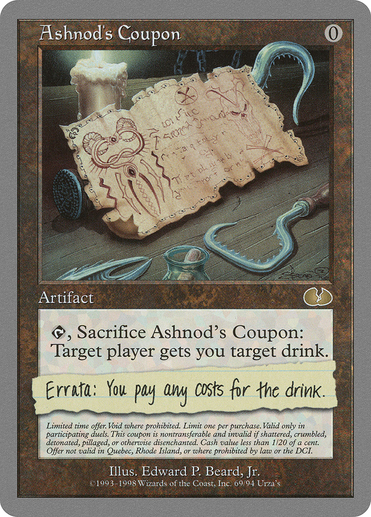 Ashnod's Coupon (UGL-069) [Unglued] MTG Single Wizards of the Coast