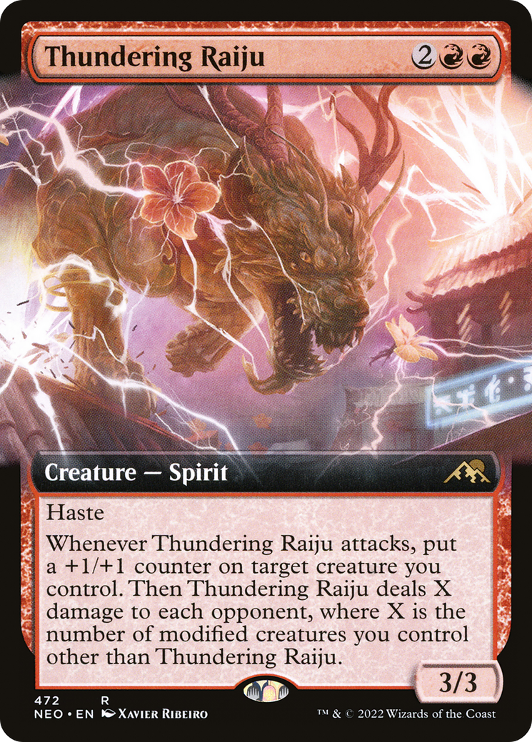 Thundering Raiju (NEO-472) [Kamigawa: Neon Dynasty] (Extended Art) Foil MTG Single Wizards of the Coast