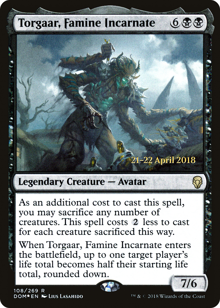 Torgaar, Famine Incarnate (PRE-108) [Dominaria Promos] Foil MTG Single Wizards of the Coast