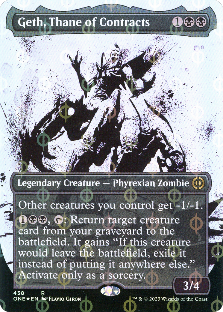 Geth, Thane of Contracts (Step-and-Compleat Foil) (ONE-438) [Phyrexia: All Will Be One] (Showcase) (Borderless) Foil MTG Single Wizards of the Coast