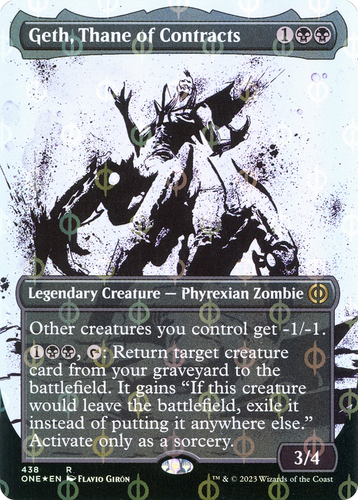 Geth, Thane of Contracts (Step-and-Compleat Foil) (ONE-438) [Phyrexia: All Will Be One] (Showcase) (Borderless) Foil MTG Single Wizards of the Coast