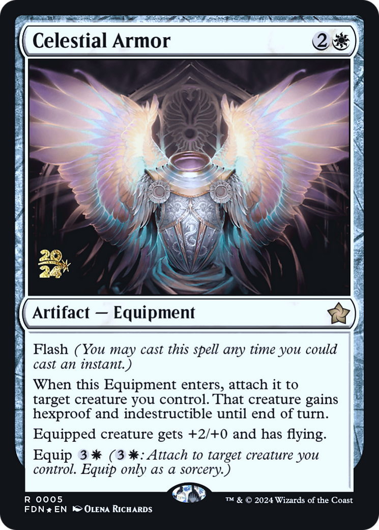 Celestial Armor (PRE-005) [Foundations Promos] Foil MTG Single Wizards of the Coast