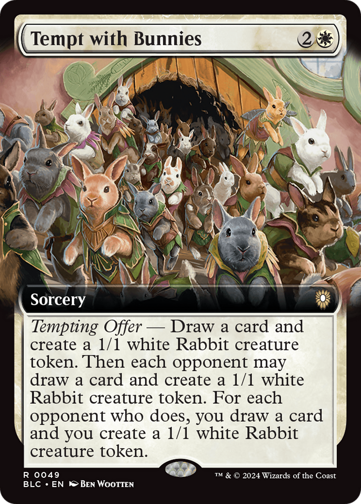 Tempt with Bunnies (BLC-049) [Bloomburrow Commander] (Extended Art) MTG Single Wizards of the Coast