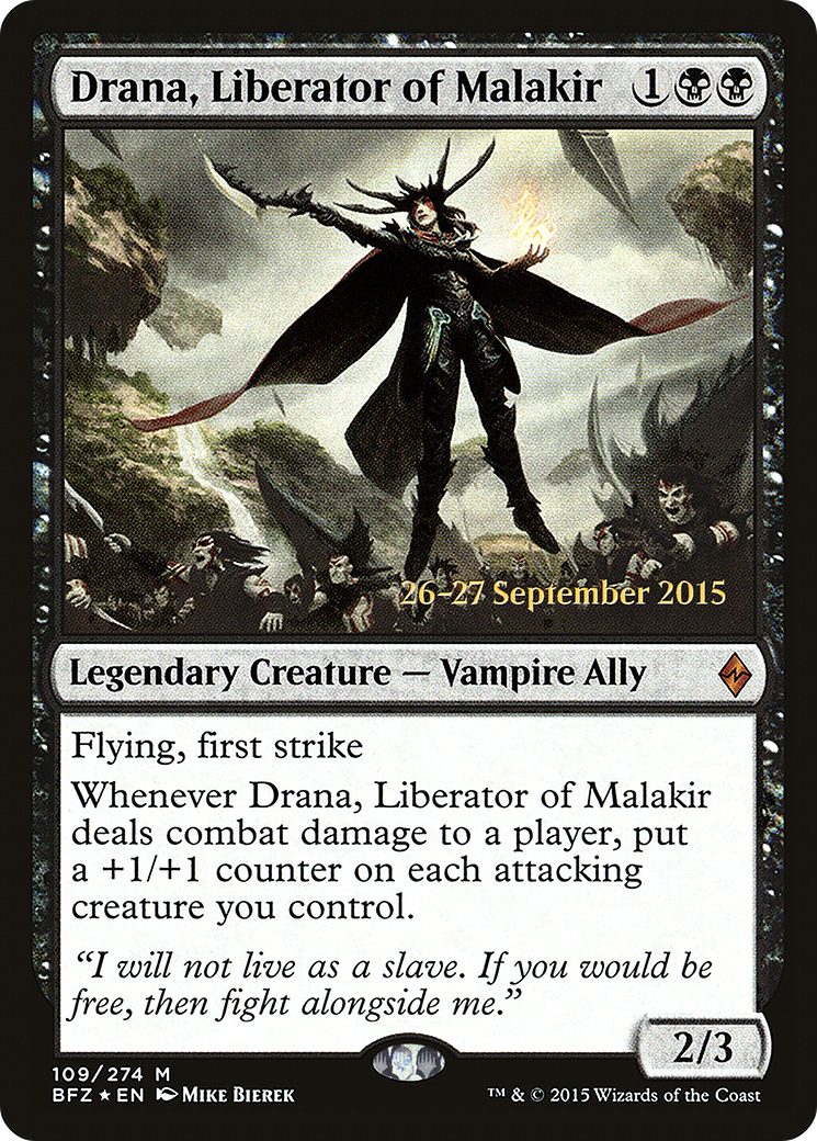 Drana, Liberator of Malakir (PRE-109) [Battle for Zendikar Promos] Foil MTG Single Wizards of the Coast