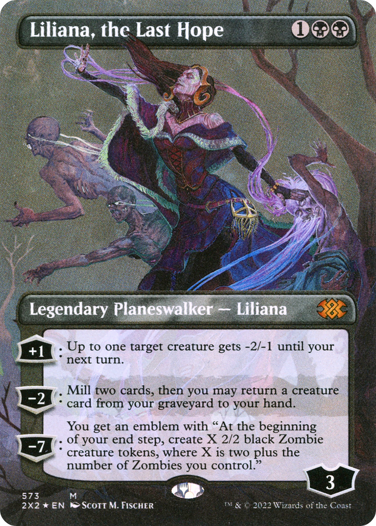 Liliana, the Last Hope (Textured Foil) (2X2-573) [Double Masters 2022] (Borderless) Foil MTG Single Wizards of the Coast