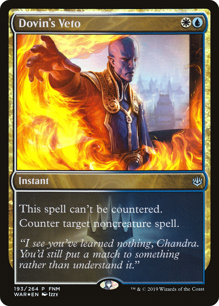 Dovin's Veto (FNM-193) [War of the Spark Promos] Foil MTG Single Wizards of the Coast
