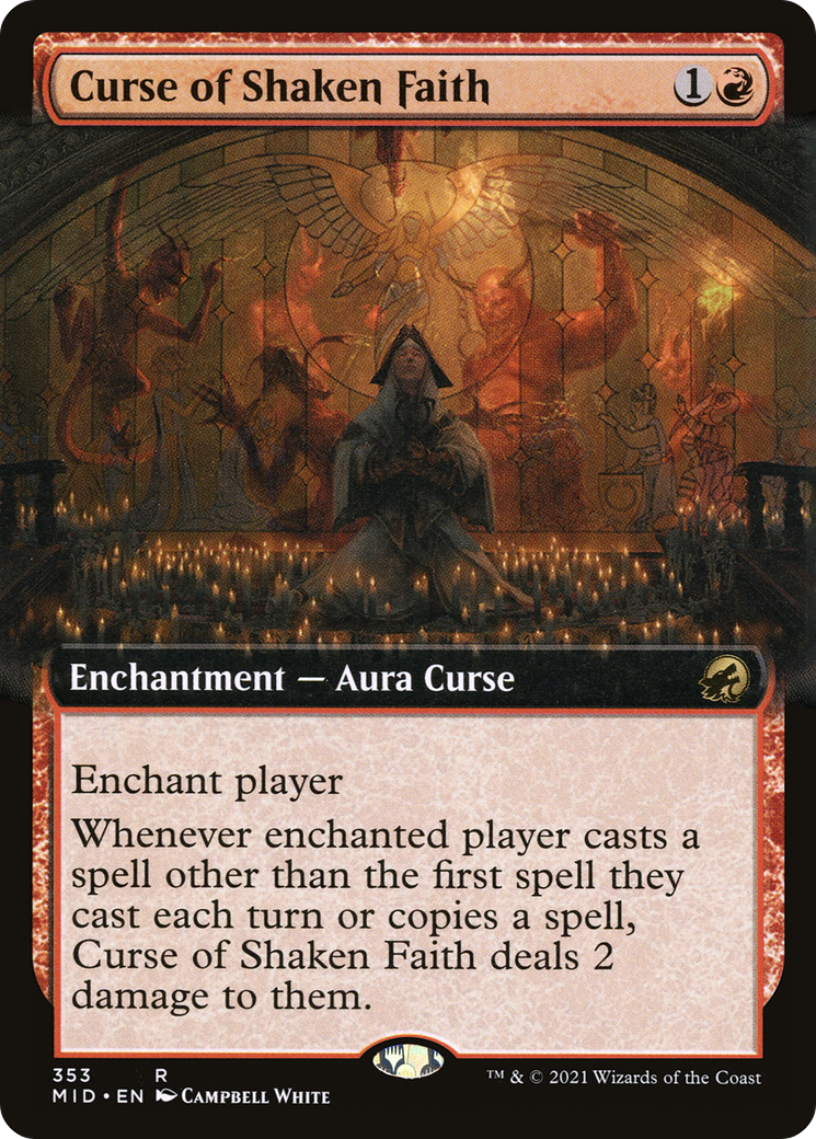 Curse of Shaken Faith (MID-353) [Innistrad: Midnight Hunt] (Extended Art) Foil MTG Single Wizards of the Coast