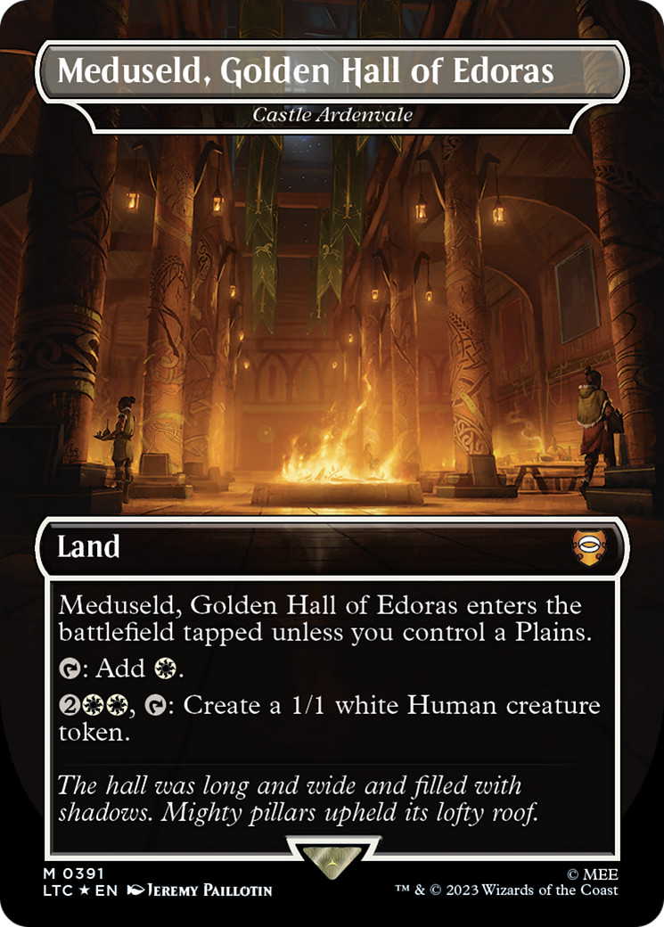 Meduseld, Golden Hall of Edoras - Castle Ardenvale (Surge Foil) (LTC-391) [Tales of Middle-earth Commander] (Borderless) Foil MTG Single Wizards of the Coast