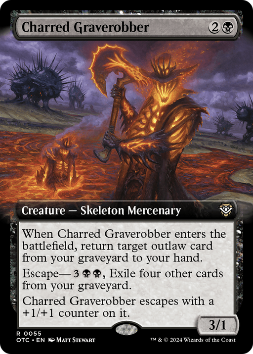 Charred Graverobber (OTC-055) [Outlaws of Thunder Junction Commander] (Extended Art) MTG Single Wizards of the Coast