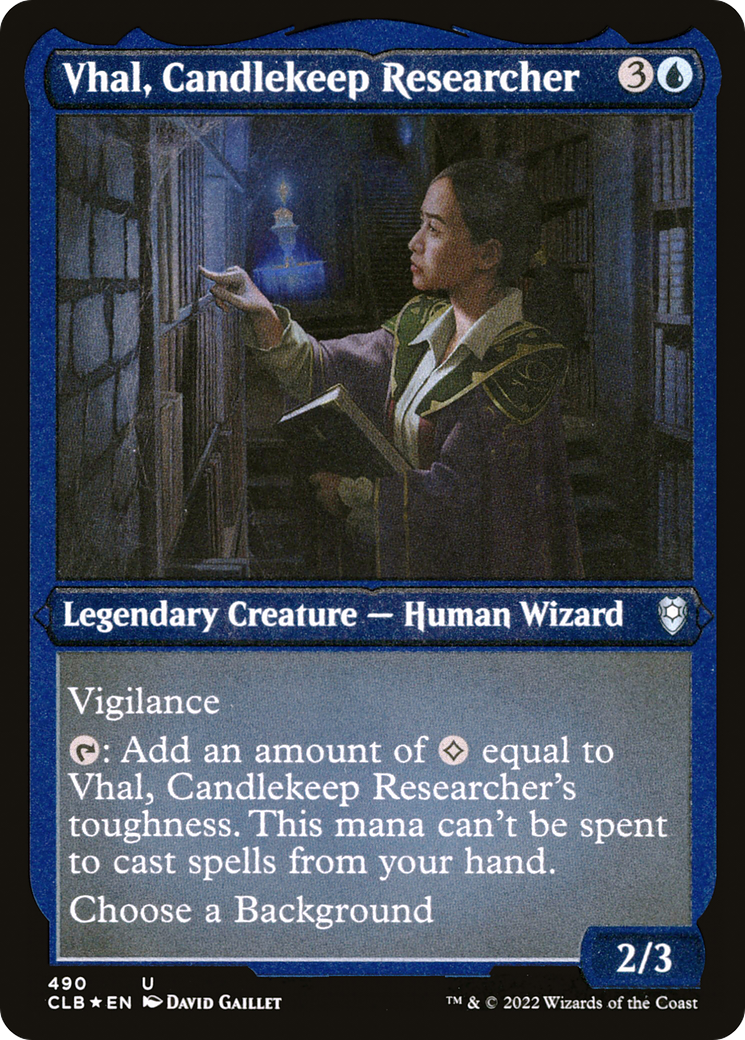 Vhal, Candlekeep Researcher (CLB-490) [Commander Legends: Battle for Baldur's Gate] Etched Foil MTG Single Wizards of the Coast