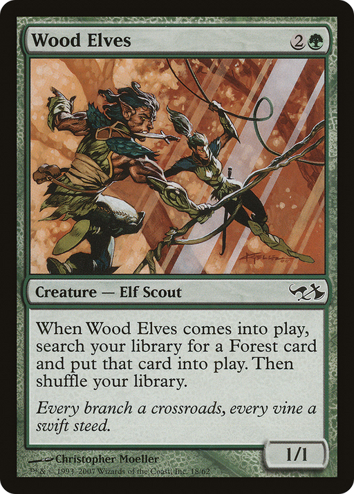 Wood Elves (EVG-018) [Misc] Duel Decks: Elves vs. Goblins Foil MTG Single Wizards of the Coast