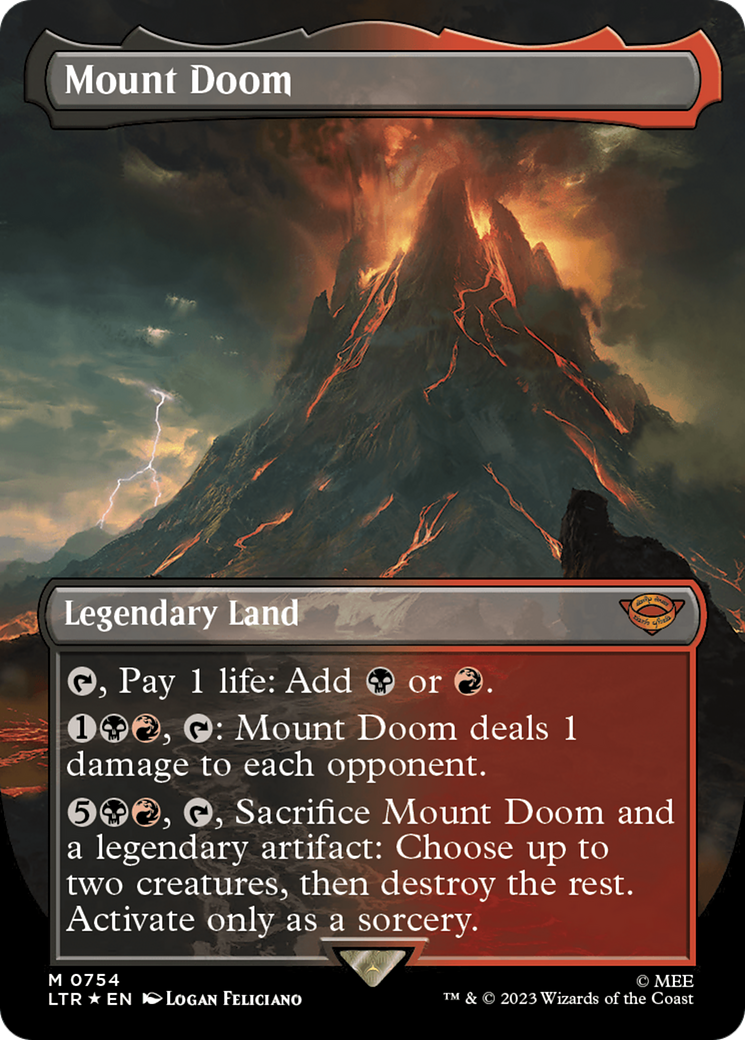 Mount Doom (Surge Foil) (LTR-754) [The Lord of the Rings: Tales of Middle-earth] (Borderless) Foil MTG Single Wizards of the Coast