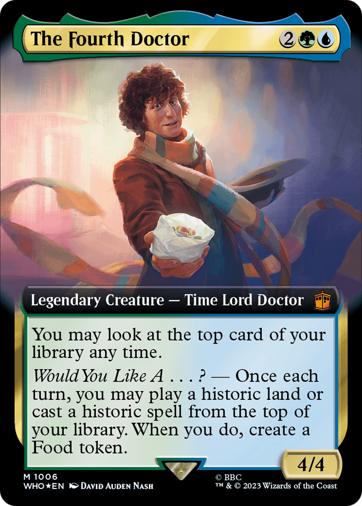 The Fourth Doctor (Surge Foil) (WHO-1006) [Doctor Who] (Extended Art) Foil MTG Single Wizards of the Coast