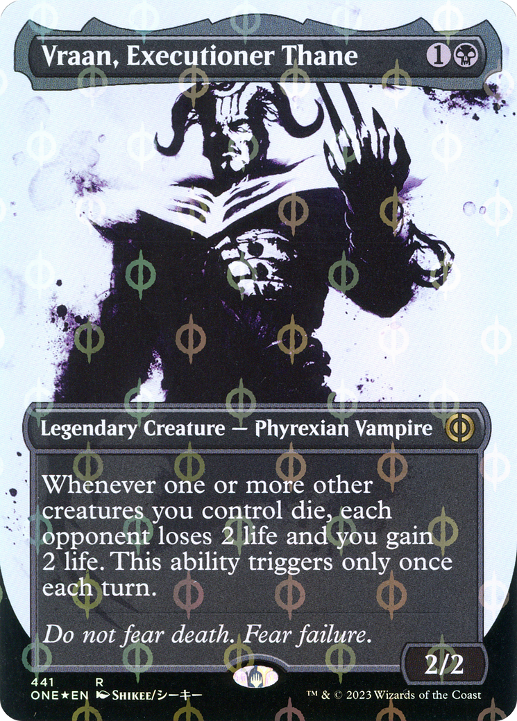 Vraan, Executioner Thane (Step-and-Compleat Foil) (ONE-441) [Phyrexia: All Will Be One] (Showcase) (Borderless) Foil MTG Single Wizards of the Coast