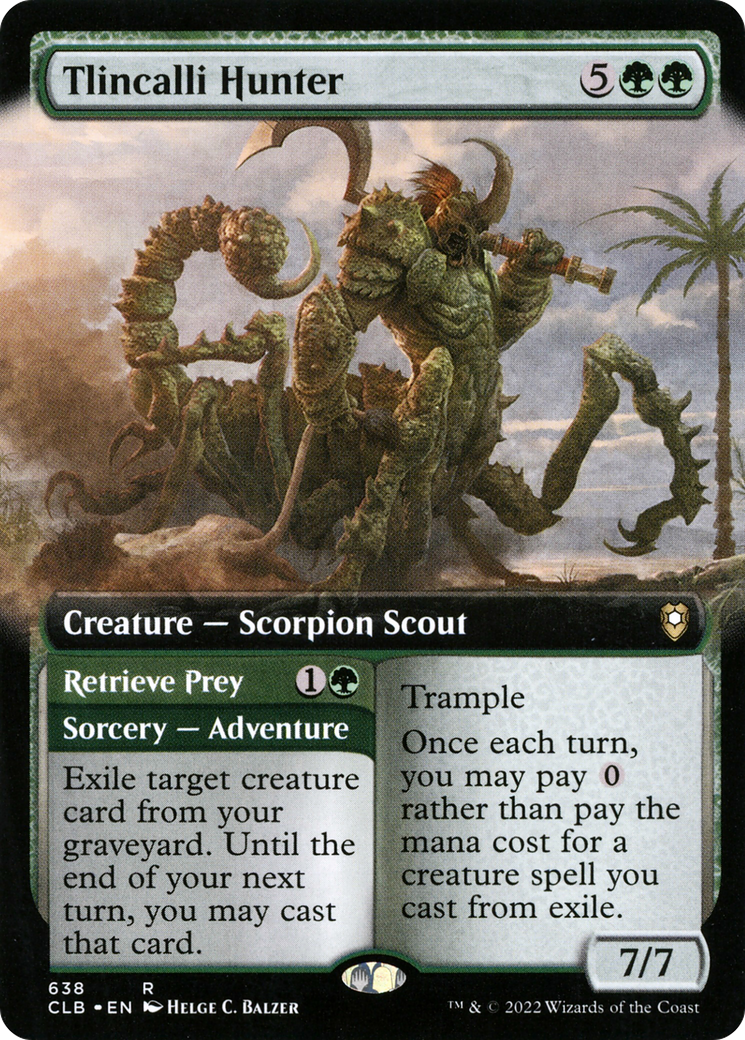 Tlincalli Hunter // Retrieve Prey (CLB-638) [Commander Legends: Battle for Baldur's Gate] (Extended Art) MTG Single Wizards of the Coast